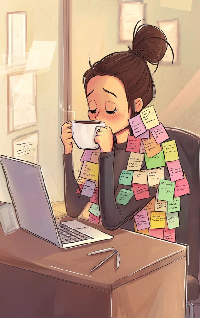 Context switching while working alone across writing, email, analytics, and website tasks